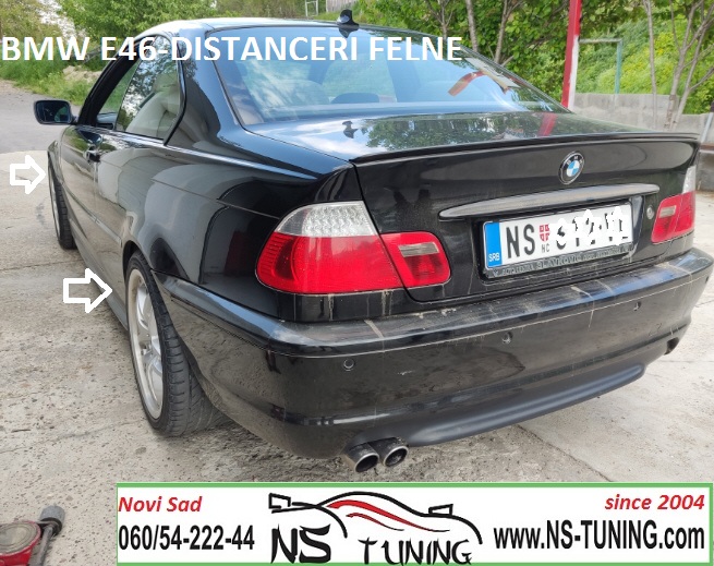 bmw e46 coupe DISTANCERI  5x120 20mm srafovi 12x1.5 ugradnja novi sad ns tuning